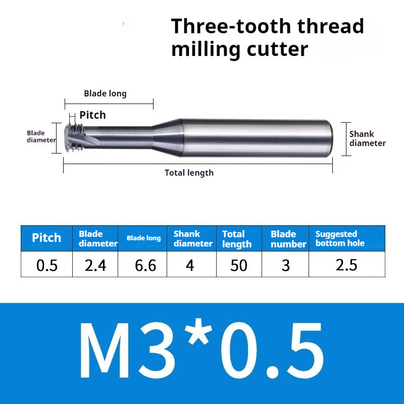 2034-65° three-tooth thread milling cutter, tungsten steel alloy end mill, tooth milling cutter, three-edged coating, M2M3M4M6 CNC cutter Shandong Denso Pricision Tools Co.,Ltd.